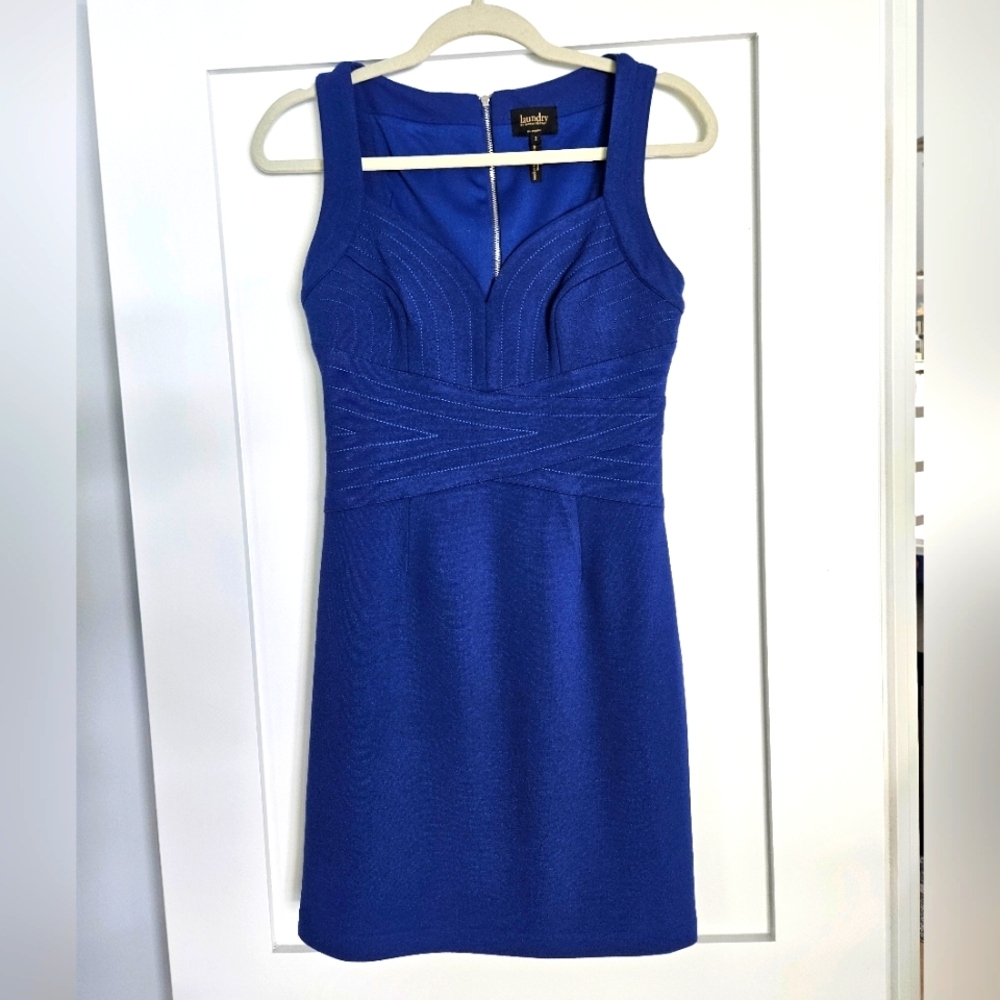 Laundry by Shelli Segal Blue Strapless Sheath Dress EUC